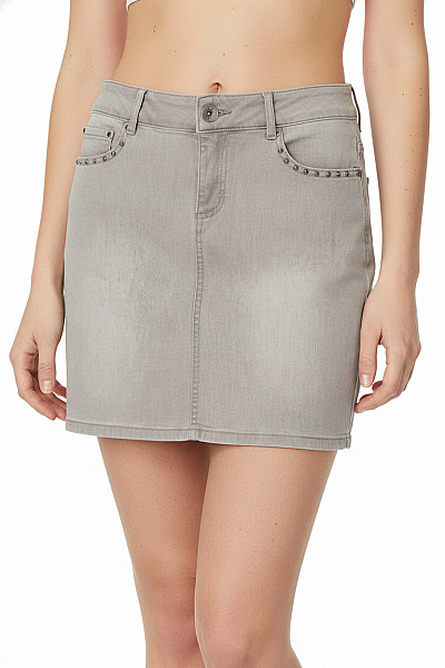 Les Ptites Bombes Dámská Bavlněná šedá Džínová Mini Sukně S Nýty Rovná Velikost 36