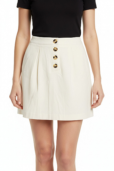 NAF NAF Béžová Bavlněná áčková Minisukně S Knoflíky Vel. 36