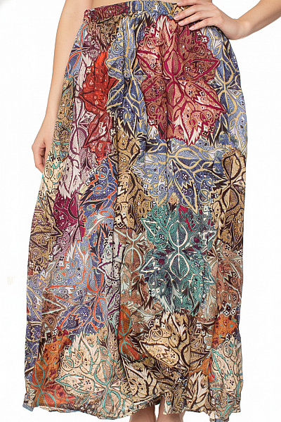 APART Dámská Dlouhá Volná Sukně Vzorovaná S Gumou V Pase Letní Plážová Velikost L