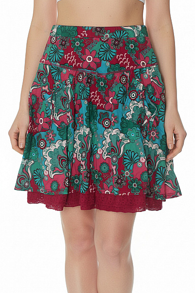 S.OLIVER Dámská Bavlněná Květinová Midi Sukně S Potiskem A Volánky Velikost 36