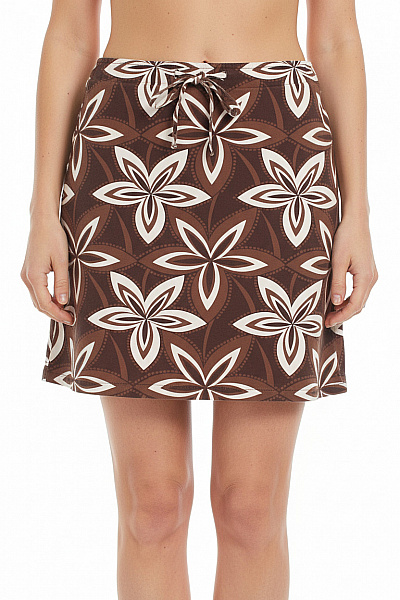 S.OLIVER Dámská Bavlněná Mini Sukně Hnědá Květinová Vzorovaná Letní Velikost 40