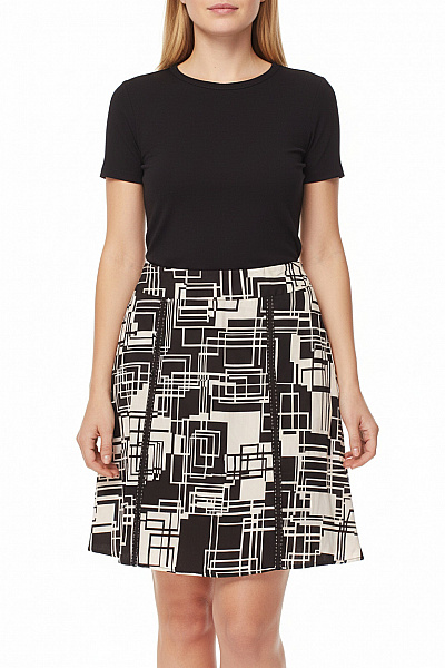InWear Dámská Bavlněná áčková Sukně černobílá Geometrický Vzorovaná Krátká Vel. 38