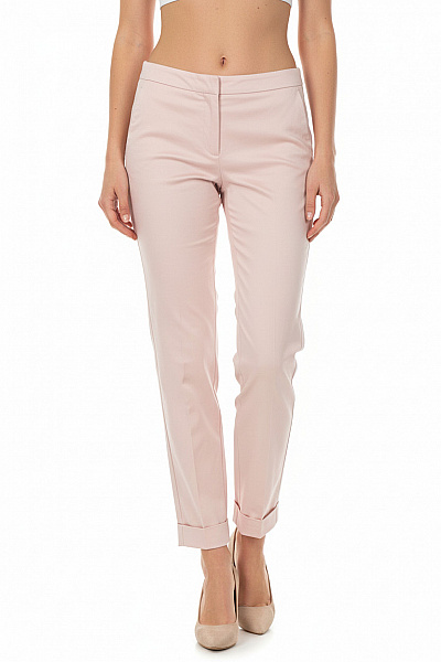 COMMA Dámské Bavlněné Růžové Chinos Rovné Ležérní Kalhoty S Puky Velikost 34