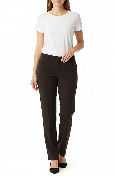 DRYKORN Dámské Oblekové Kalhoty Rovné Tmavě Hnědé Elegantní Business Velikost M