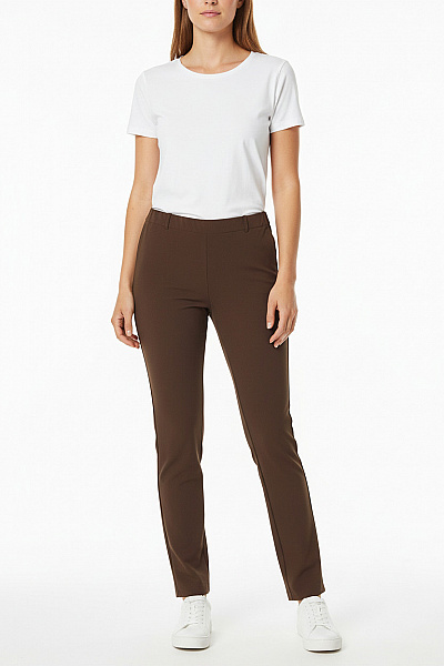 MANGO Dámské Hnědé Elegantní Rovné Kalhoty S Gumou V Pase Pohodlné Velikost S