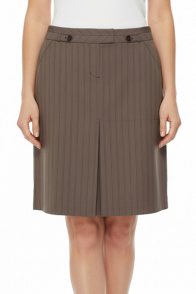 Dámská Hnědá Pouzdrová Sukně Ke Kolenům Pruhovaná Business Vel. 40