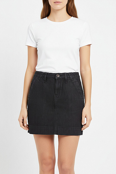 BENETTON Dámská černá Džínové Mini Sukně S Kapsami Vel. 40