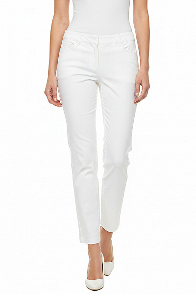 COMMA Bílé Bavlněné Volnočasové Kalhoty Rovné S Kapsami Velikost 36