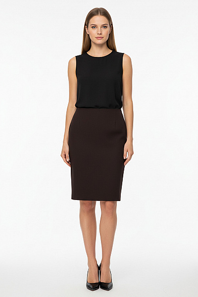 DANIEL HECHTER Dámská Vlněná Pouzdrová Sukně Business Ke Kolenům Tmavě Hnědá Vel. DE 36