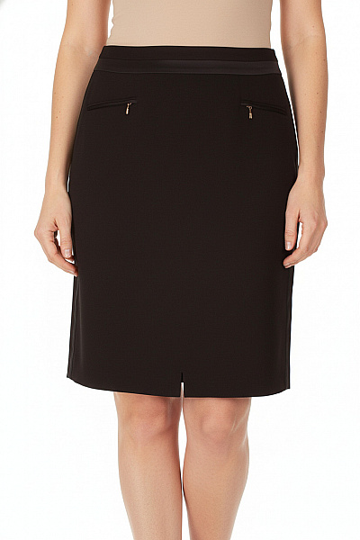 French Connection Černá Pouzdrová Sukně Business Ke Kolenům Se Zipem Kapsami Elegantní Vel. 14