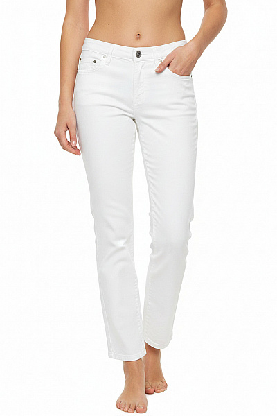 Trussardi Bílé Bavlněné Kalhoty Rovné Volnočasové Dlouhé Velikost 27