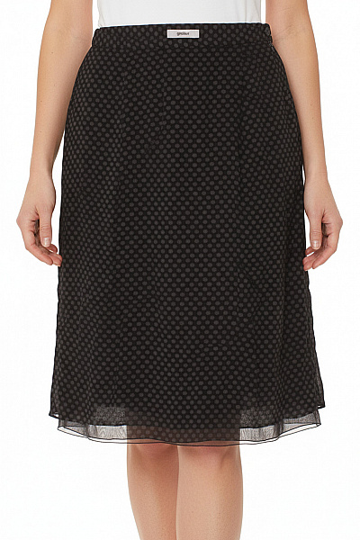 GARDEUR Černá Viskózová Puntíkovaná Průsvitná áčková Sukně Vel. 44