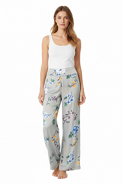 MANGO Dámské Polyesterové široké Květované Volné Letní Kalhoty Vel. S
