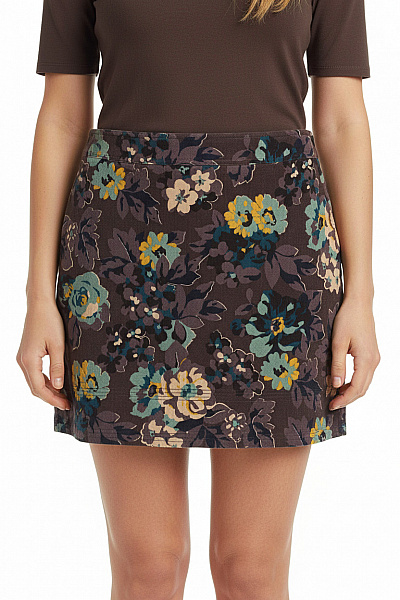 BODEN Dámská Krátká Pouzdrová Sukně Květinová Hnědá Vzorovaná Podzimní Velikost DE 40