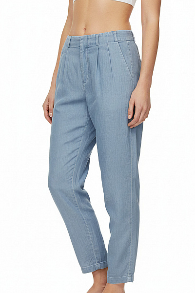 OBJECT Dámské Lyocellové Volné Kalhoty Modré Ležérní S Gumou V Pase Vel. 38