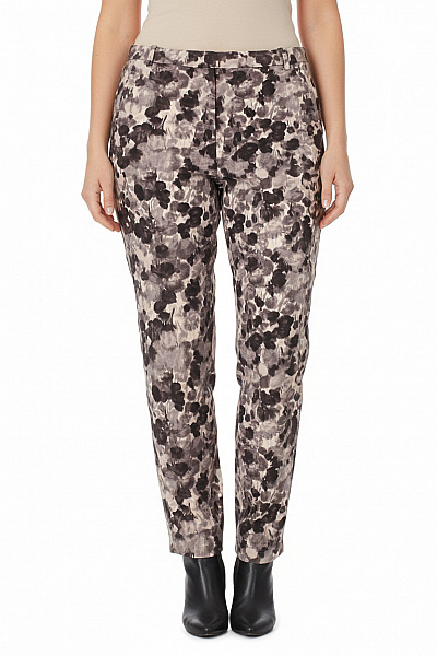 InWear Dámské Polyesterové Kalhoty Květované šedé Béžové Ležérní Rovné Tříčtvrteční Vel. 40