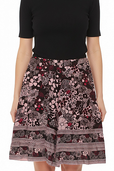 SANDWICH Dámská Viskózová Květinová Vzorovaná áčková Sukně Ke Kolenům Vel. 40