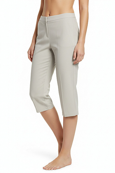 S.OLIVER Dámské Polyesterové Elegantní Tříčtvrteční Kalhoty S Kapsami Béžové Rovné Vel. 40