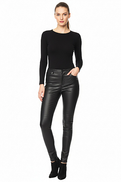 Pinko Dámské Koženkové Viskózové Skinny Kalhoty černé Lesklé Velikost DE 36