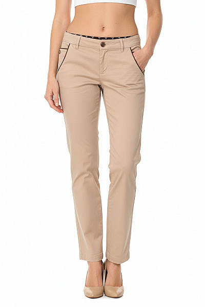 TOMMY HILFIGER Dámské Bavlněné Béžové Chino Kalhoty Ležérní Rovné S Kapsami Vel. 2