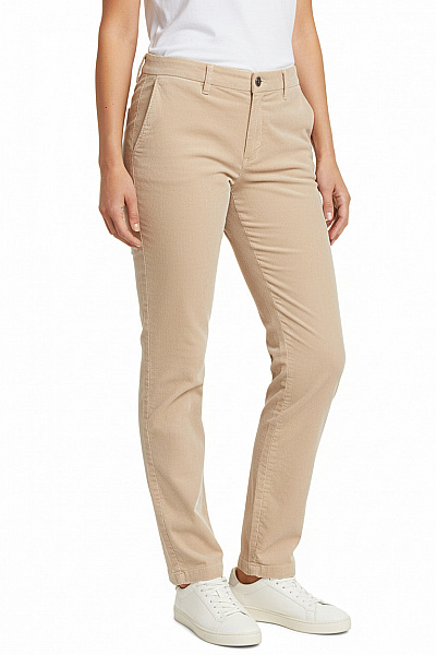 Massimo Dutti Dámské Béžové Manšestrové Chinos Kalhoty Ležérní Rovné S Kapsami Vel. EU 44