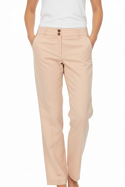 Esprit Dámské Béžové Elegantní Rovné Látkové Kalhoty S Knoflíky Vel. 34
