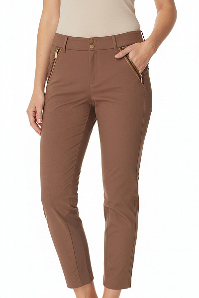 Mos Mosh Dámské Hnědé Kalhoty S Kapsami Na Zip úzké Volnočasové Velikost M