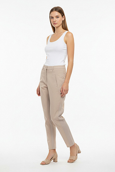 Pinko Dámské Vlněné Kalhoty Béžové žebrované Volnočasové Rovné Vel. EU 38