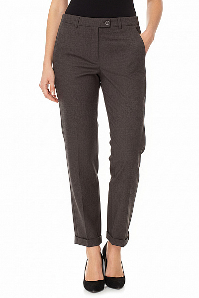 BRAX Dámské Vlněné Oblekové Kalhoty Rovné Ležérní Tmavě Hnědé Viskózové Velikost 36