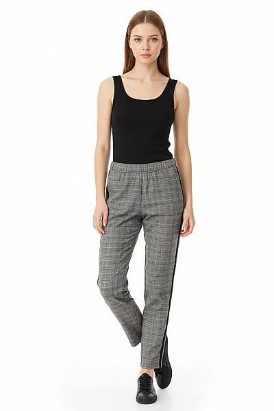 Kaffe Dámské Kostkované Polyesterové Kalhoty S Lampasem Volné Ležérní S Gumou V Pase Vel. EU 32