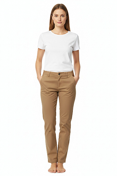 MANGO Dámské Bavlněné Plátěné Chinos Volné Rovné Ležérní Hnědé S Kapsami Velikost 38+