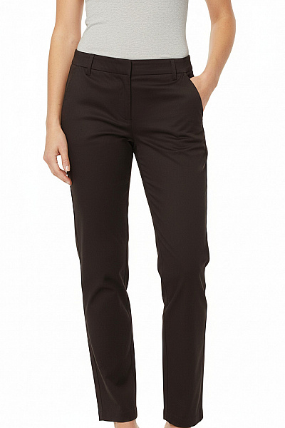 By Malene Birger Dámské Bavlněné Tmavě Hnědé Rovné Kalhoty Elegantní Business Vel. 38