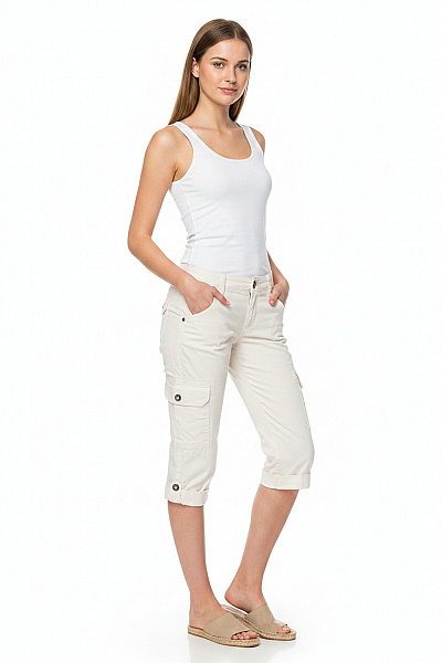 Mos Mosh Dámské Cargo Tříčtvrteční Plátěné Volnočasové Kalhoty Velikost EU 26