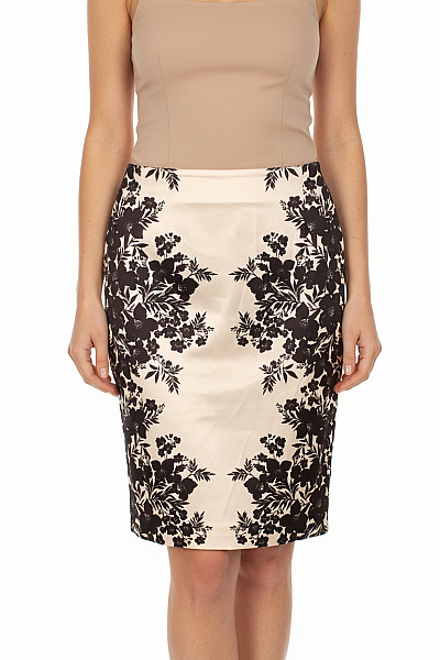 Expresso Dámská Pouzdrová Sukně Elegantní Midi Květinová Vzorovaná Béžová černá Velikost 34