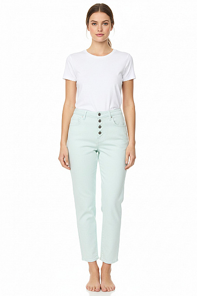 Pinko Dámské Lyocellové Džíny S Vysokým Pasem Volné Světlé Vel. EU 44