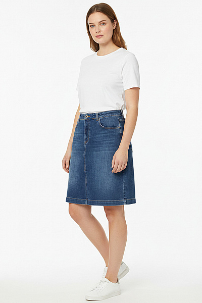 Marc O´Polo Dámská Bavlněná Džínové Sukně Modré Ke Kolenům Rovná Velikost M