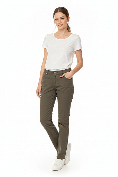 Filippa K. Dámské Bavlněné Chinos Kalhoty Khaki Rovné Ležérní Volnočasové Dlouhé Vel. EU XS