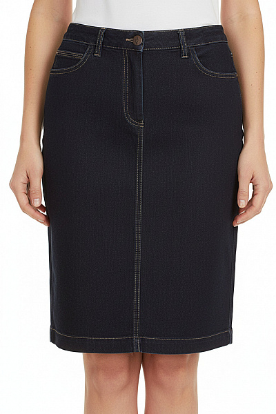 Laurie Dámská Bavlněná Tmavě Modrá Pouzdrová Džínová Sukně Ke Kolenům Vel. 36