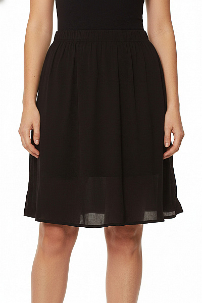 SELECTED Dámská černá Splývavá Midi Sukně S Gumou V Pase Velikost 42