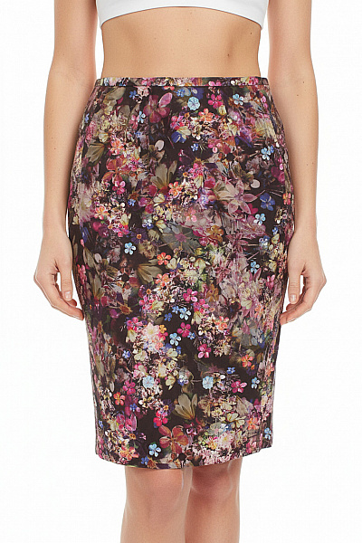 Oasis Dámská Bavlněná Pouzdrová Sukně Květinová Vzorovaná Tmavá Vel. 32