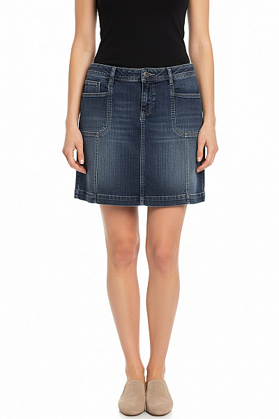 S.OLIVER Dámská Bavlněná Tmavě Modrá Džínová Mini Sukně S Kapsami Vel. EU 38