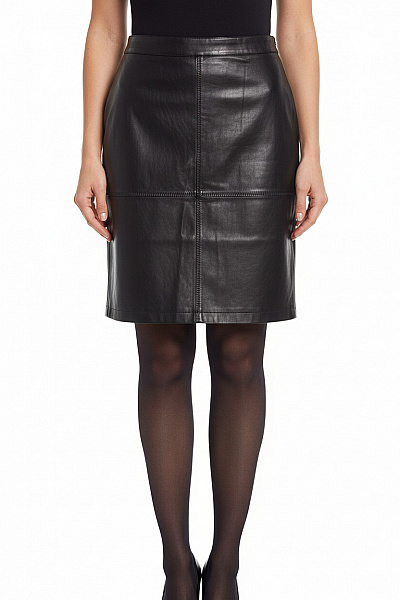 VILA Dámská Kožená Pouzdrová Sukně Krátká černá Rovná Vel. L