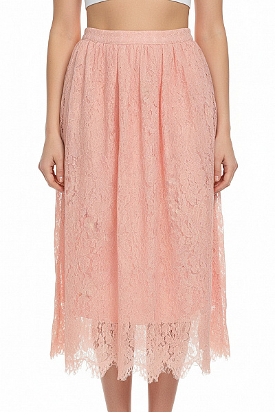 New Look Dámská Růžová Maxi Sukně Krajková Volná Romantická Letní Velikost 36