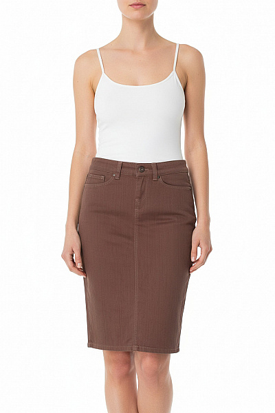 ZARA Bavlněná Pouzdrová Sukně Hnědá Midi Rovná S Kapsami Vel. XS