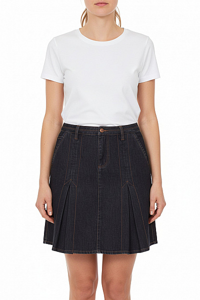 Jackpot Dámská Tmavě Modrá Džínová áčková Sukně Ke Kolenům S Kapsami Velikost 36