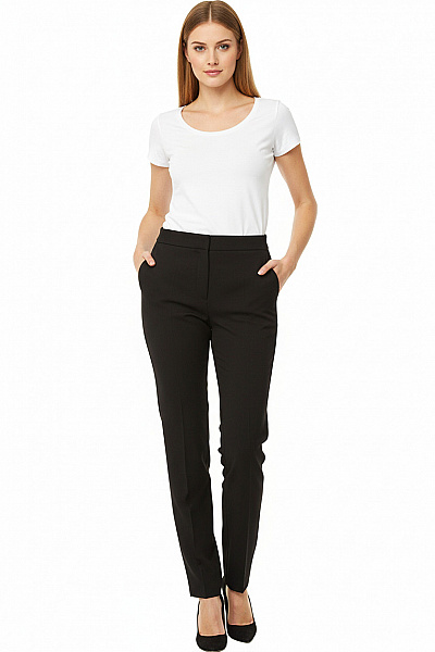 Escada Dámské černé Oblekové Kalhoty Elegantní Rovné Dlouhé S Puky Velikost 32