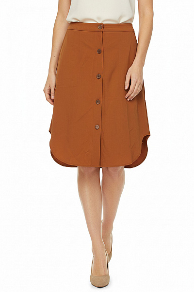 Dámská Hnědá áčková Sukně S Knoflíky Nad Kolena Vel. M