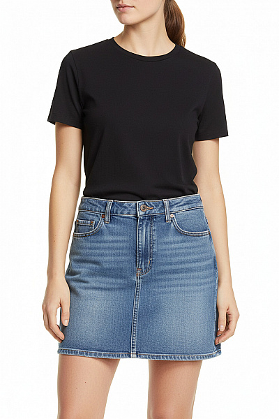 Weekday Dámská Bavlněná Modrá Džínové Mini Sukně S Kapsami Rovná Vel. 42