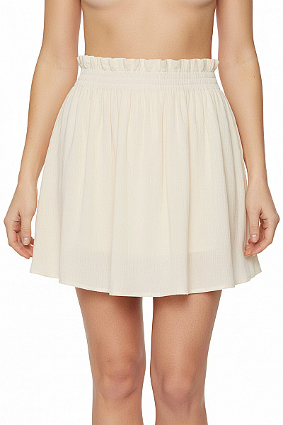 ZARA Dámská Bavlněná Nabíraná Sukně Letní Béžová Velikost M