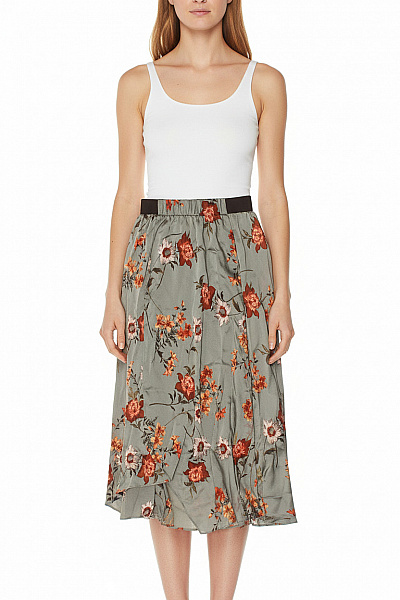ZARA Dámská Květinová Midi Sukně S Potiskem A Gumou V Pase Velikost EU XS